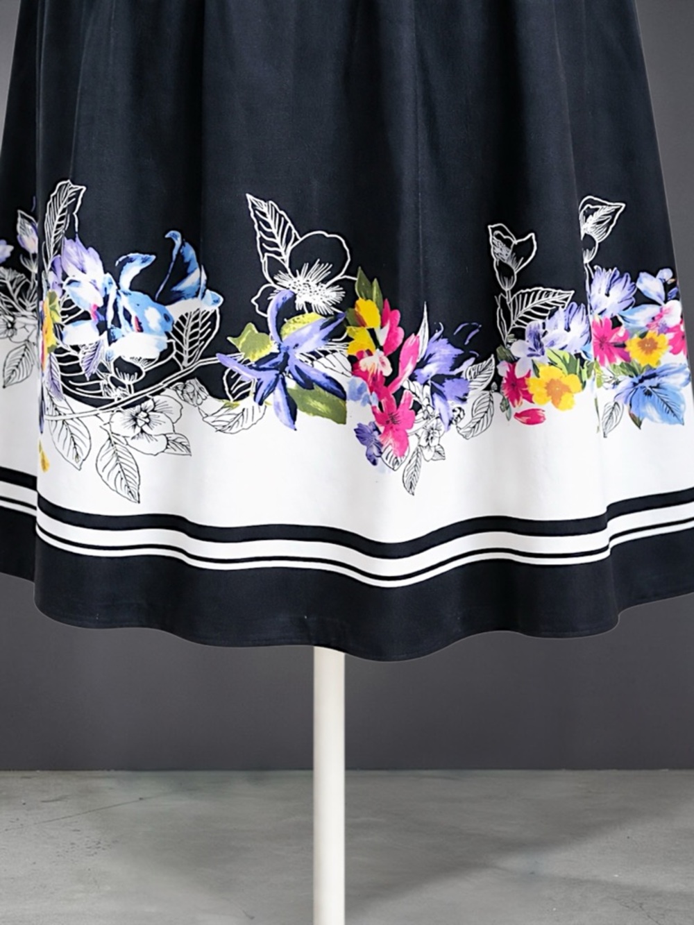 Christopher & Banks Black Floral-Trim Pleated Skirt - Picture 6 of 10